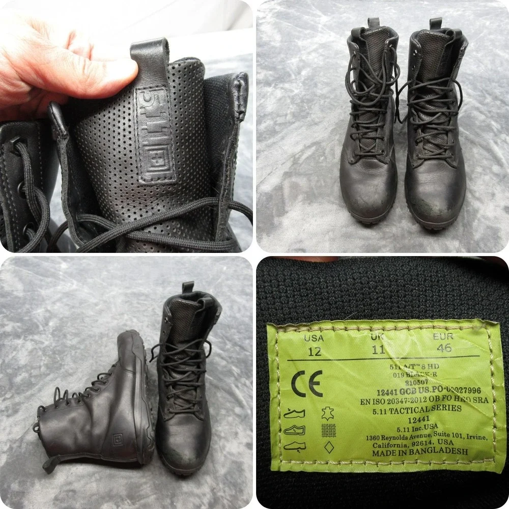 5.11 Tactical Work Boots Mens 12 Black Series‎ A/T 8 HD Leather Lace-Up Outdoor
